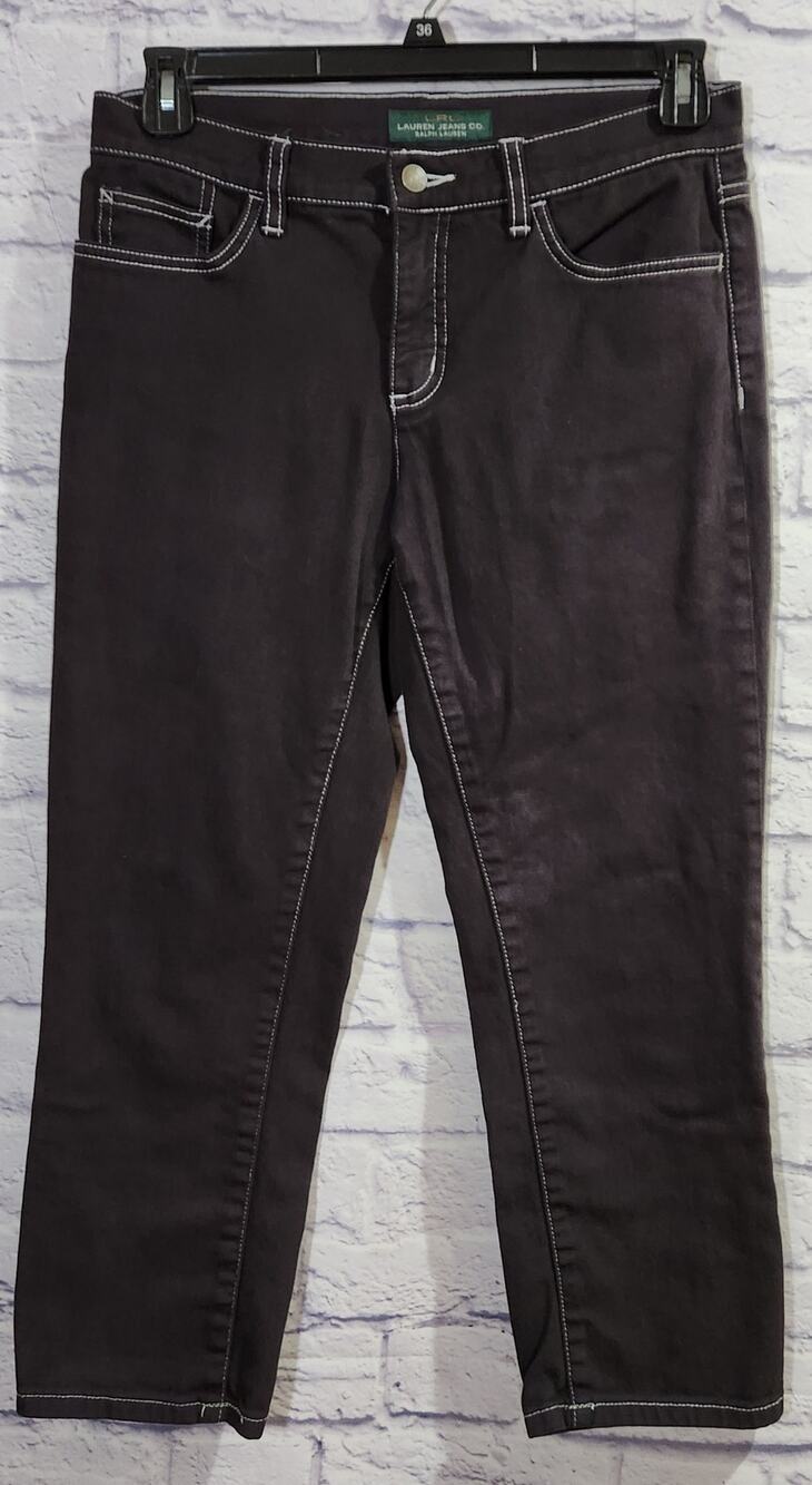LRL Lauren Jeans Co Black Flat Front Ankle Length Jeans 8 Lightweight Soft